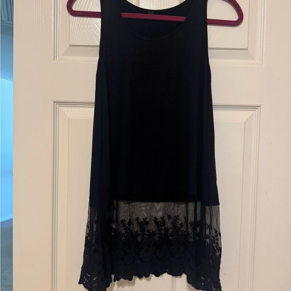 Black Lace Hem Women's Tank